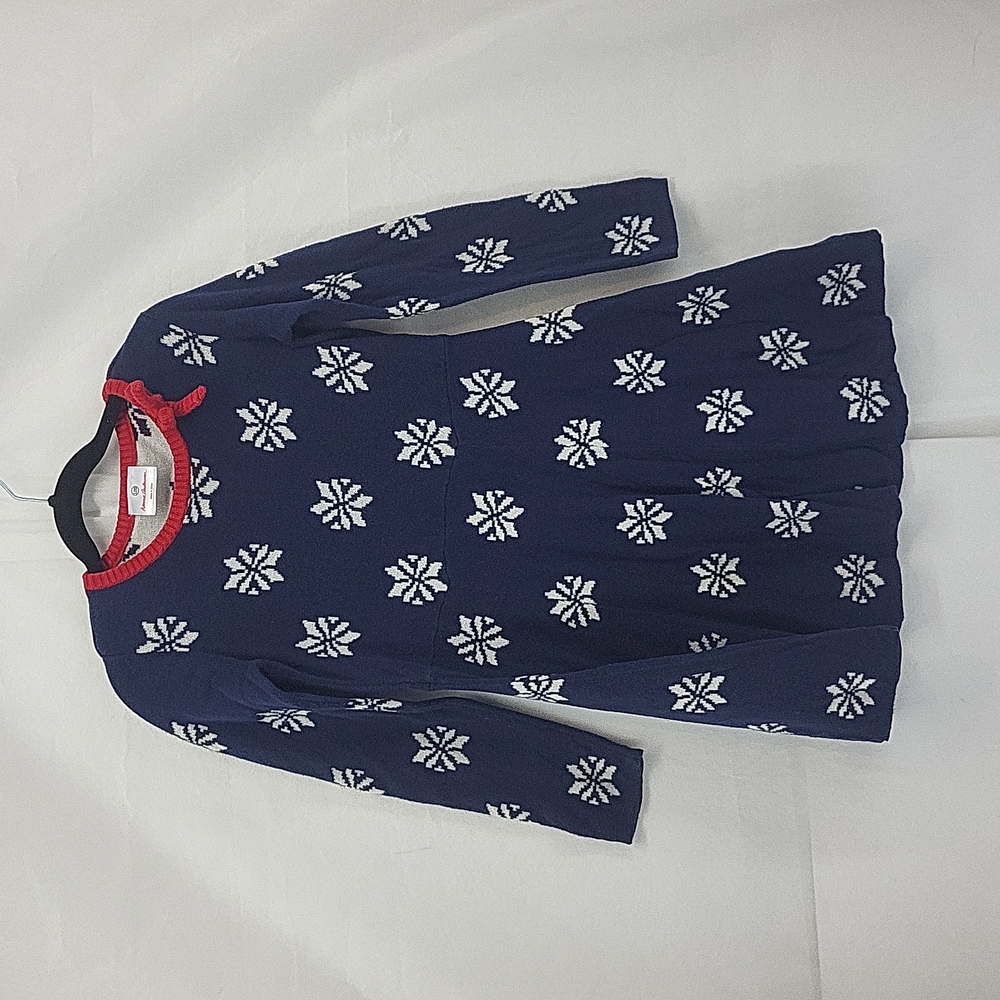 HANNAH ANDERSSON 100% Combed Cotton Blue Snowflake Sweater Dress - 120